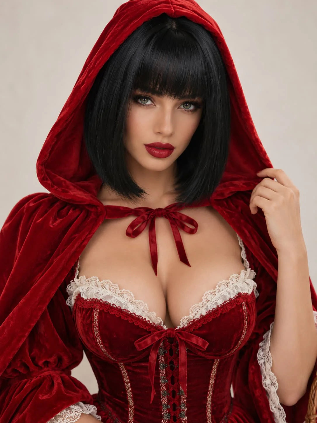 Short Black Halloween Bob Cosplay Wig With Bangs for Women