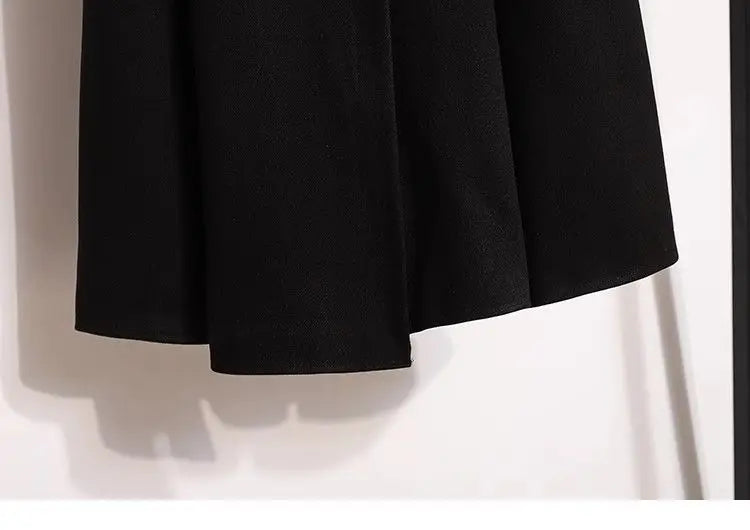 High Waisted Black Wool Midi Skirt With Pockets for Women