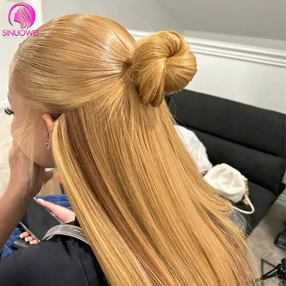 Honey Blonde Bone Straight Lace Front Human Hair Wig for Women