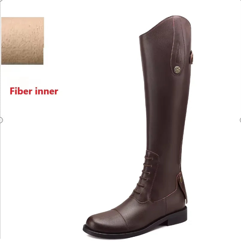Knee-High Premium Leather Waterproof Non-Slip Riding Boots for Women