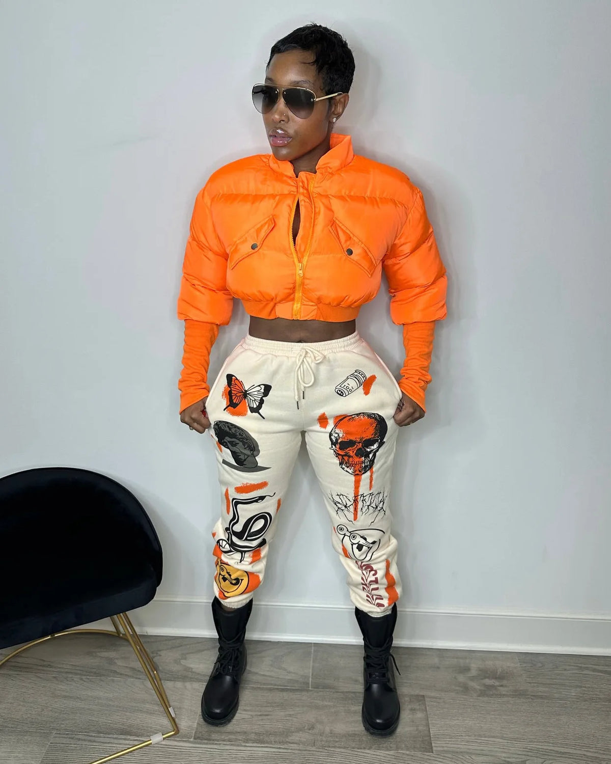 Warm Stand Collar Zippered Short Parka Jacket for Women
