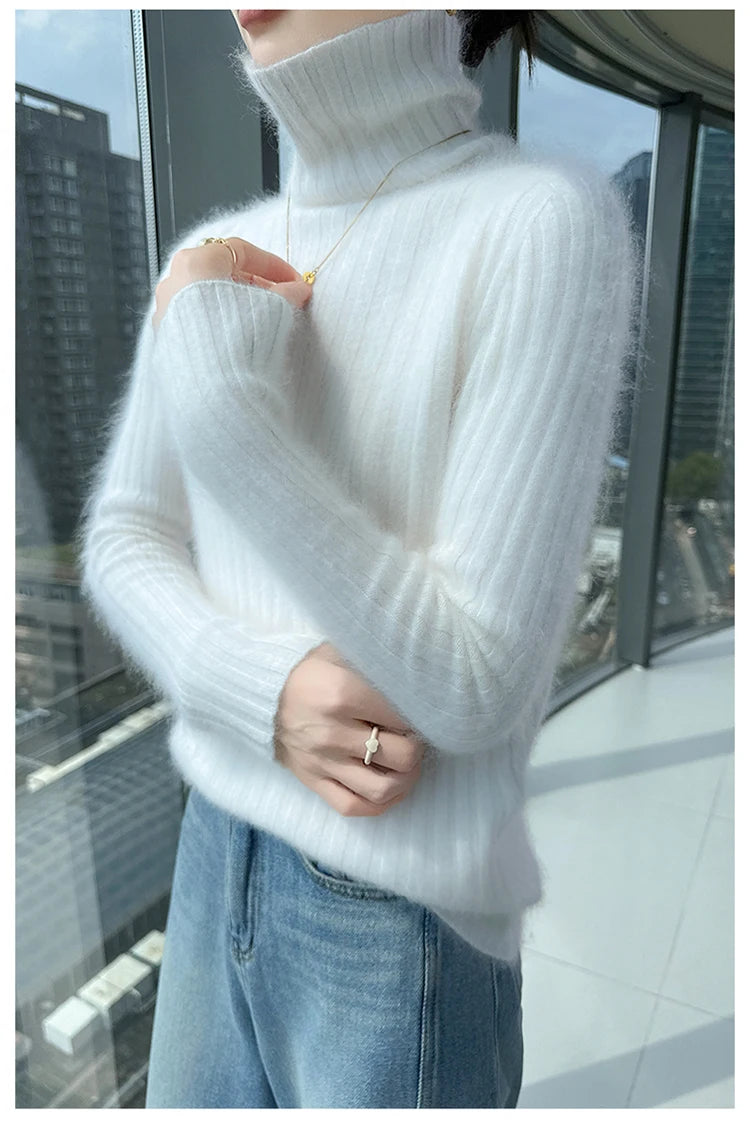 Warm Slim Fit Turtleneck Pullover Sweater for Women