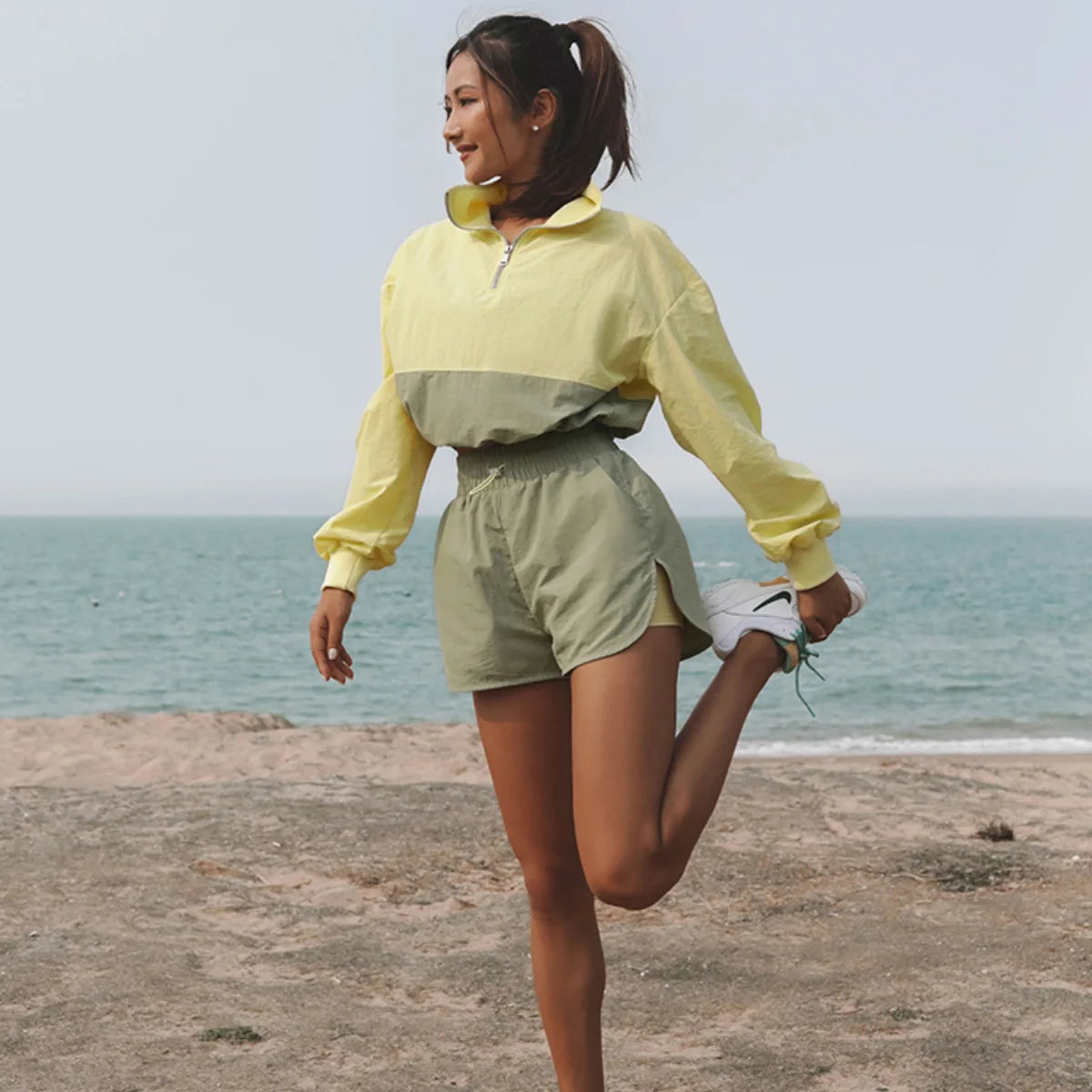 Casual Two Piece Pullover Shirt and Shorts Set for Women