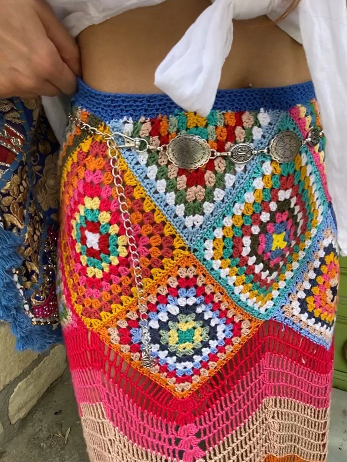 Crochet Cutout Boho Cover Up Skirt