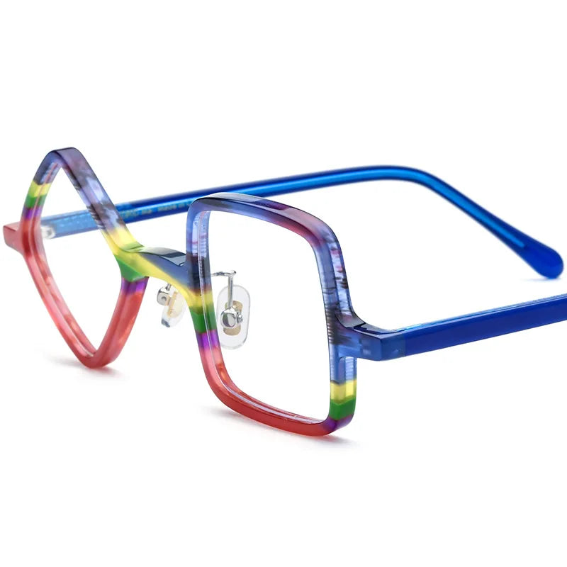 Frosted Patchwork Square Acetate Eyeglass Frames for Women
