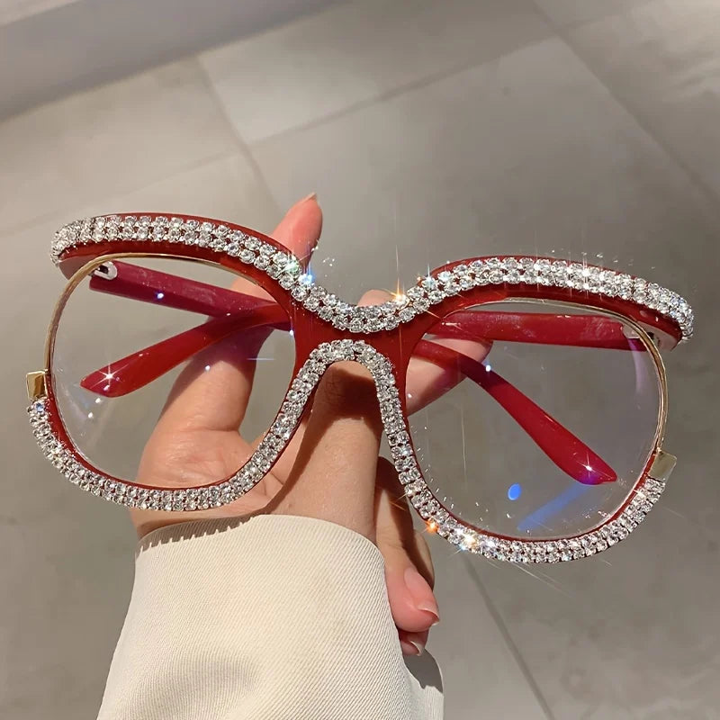 Oversized Rhinestone Fashion Glasses