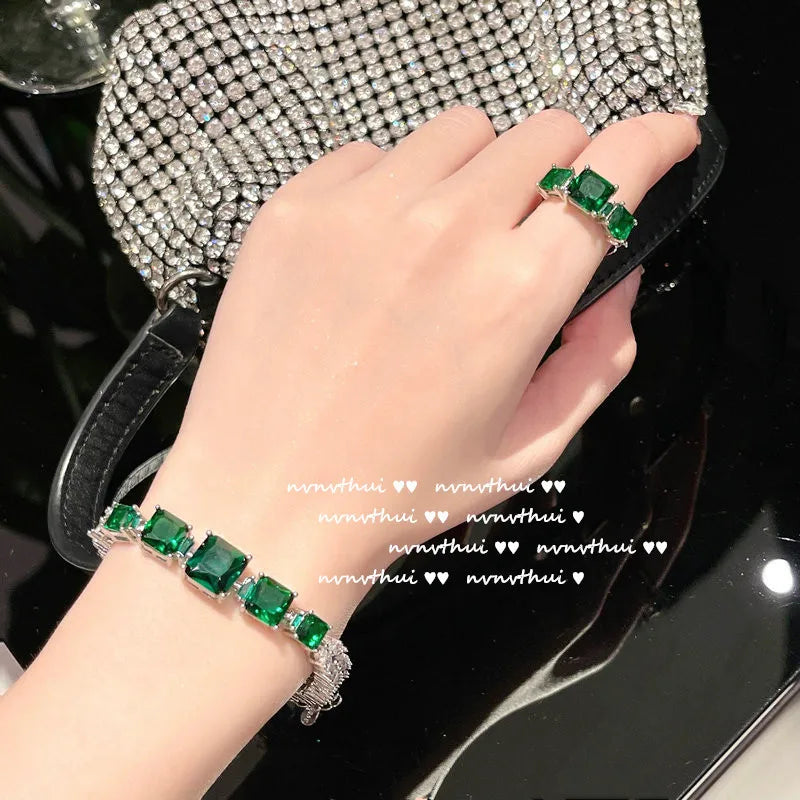 Delicate Green Zircon Wedding Jewelry Set for Women