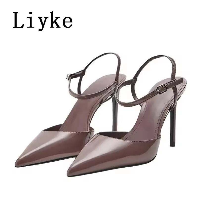 Elegant Pointed Toe Buckle Strap Stiletto Sandals for Women