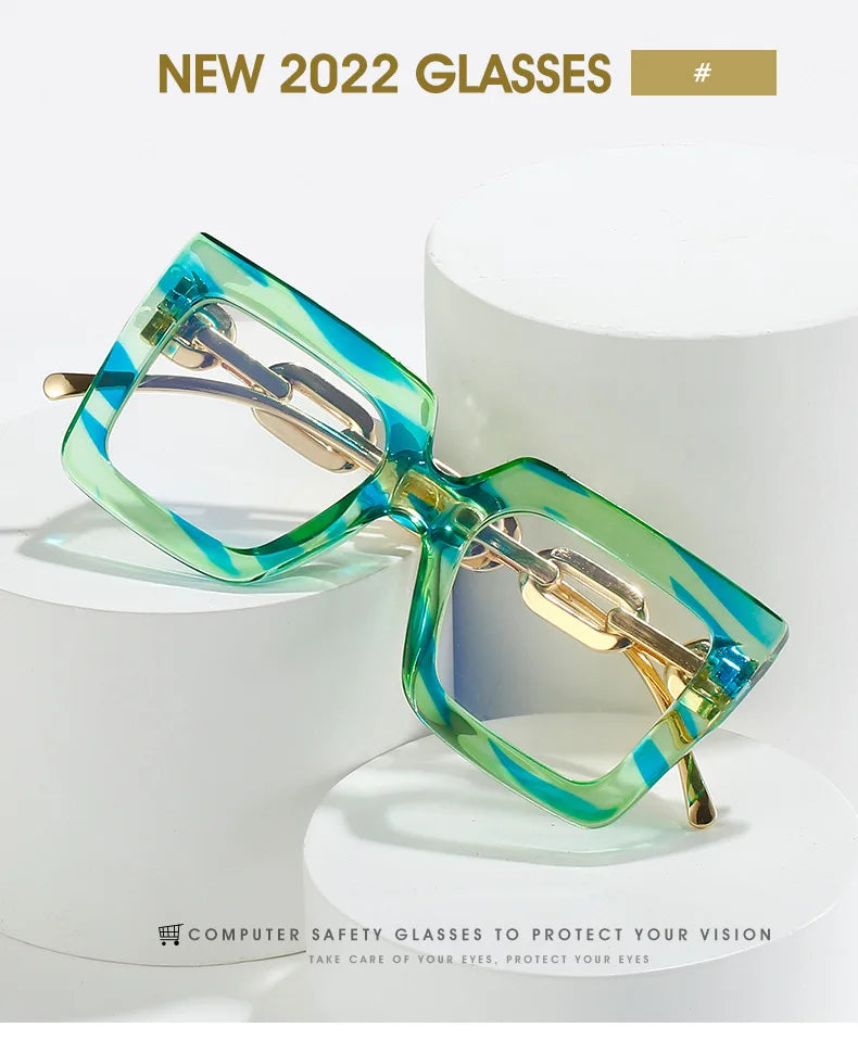 Oversized Square Blue Light Reading Glasses for Women