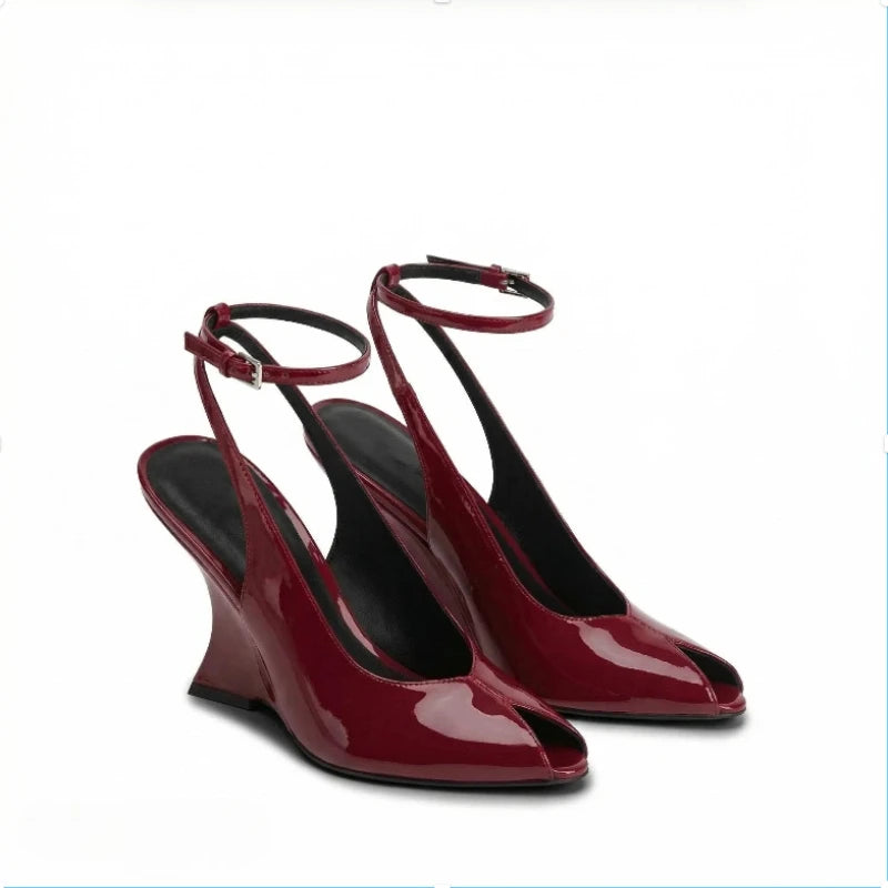 Elegant French Style Buckle Wedge Sandals for Women