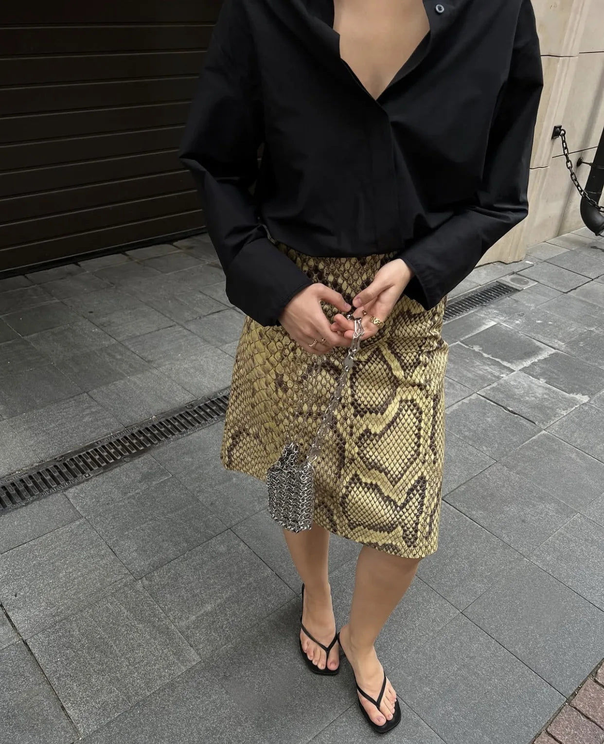 Snakeskin Patchwork High Waist Skirt