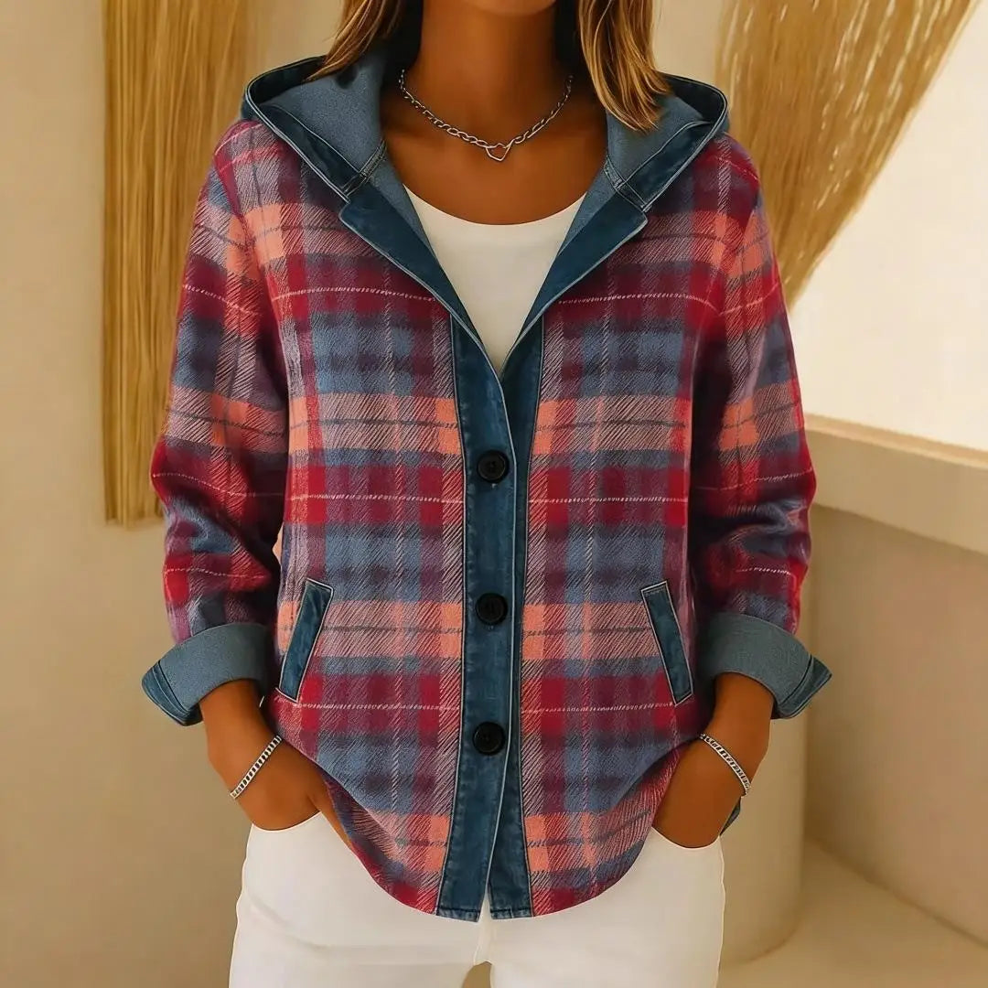 Plaid Oversized Cardigan Loose Cozy Flannel Hooded Cardigan Vintage European Chunky Knit Cardigan Button Front Warm Hoodie