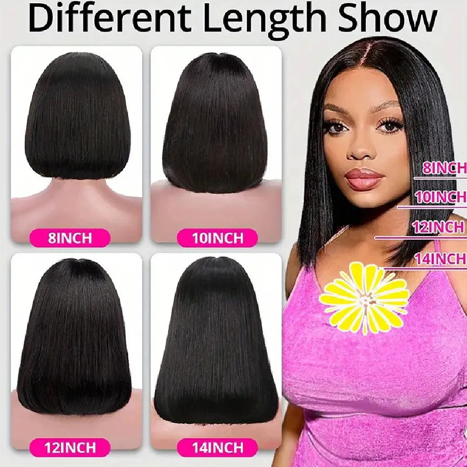 Straight Human Hair Lace Front Bob Wig For Women
