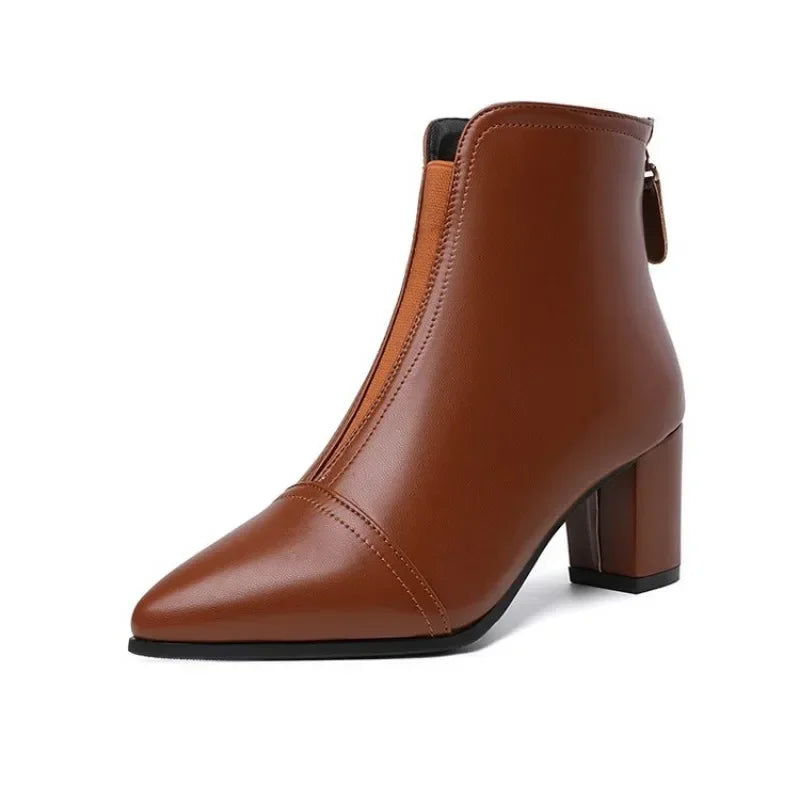 Stylish Faux Fur Trim Platform Low Heel Boots For Women