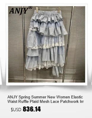 ANJY Summer New Women's Tide High Street Y2K Chic Trendy Sleeveless Halter Neck Backless Waist Cinching Zipper Denim Dress A8053