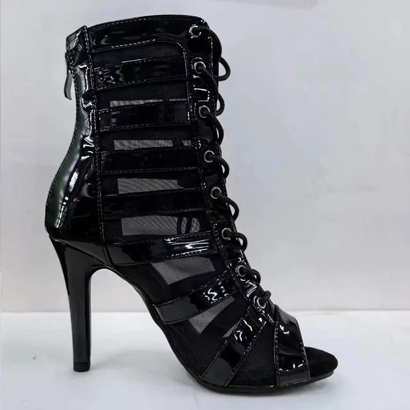 Suede Peep Toe Ballroom Dance Ankle Boots for Women