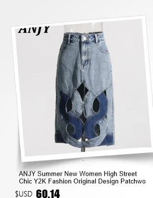 ANJY Autumn Women American Style Vintage High-End Chain Design Slimming Straight Jeans Ins Trend Versatile Wide-Leg Pants A10635