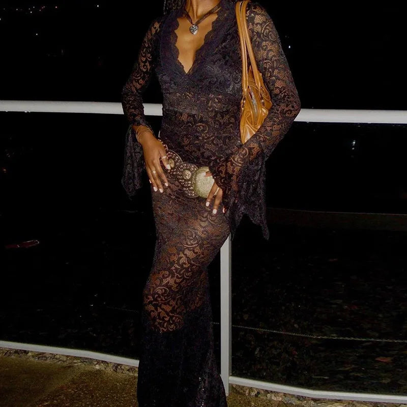 Lace Hollow Maxi Dress