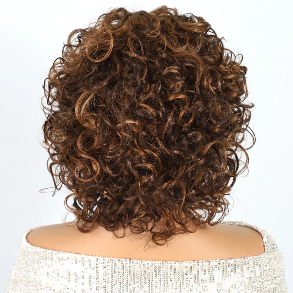 Glueless Curly Brazilian Short Human Hair Wig for Women