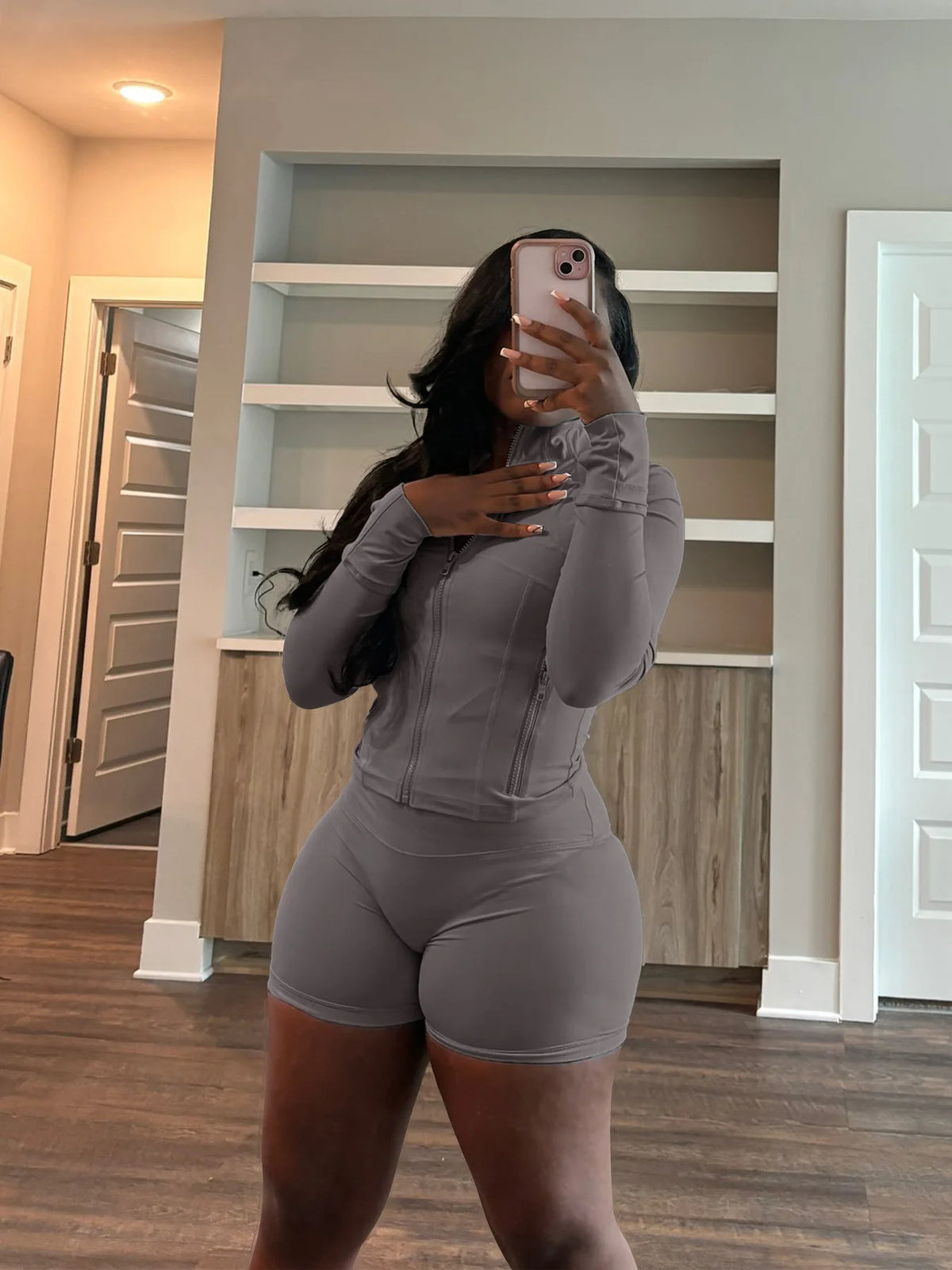 Slim Fit Sporty Two Piece Shorts Matching Set for Women