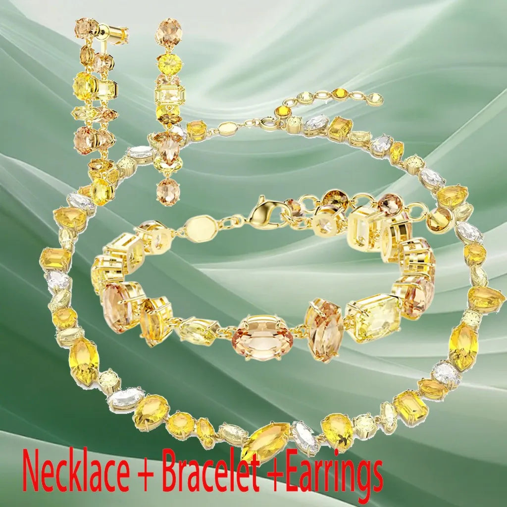 Radiant Mixed-Cut Gold-Plated Crystal Pendant for Women