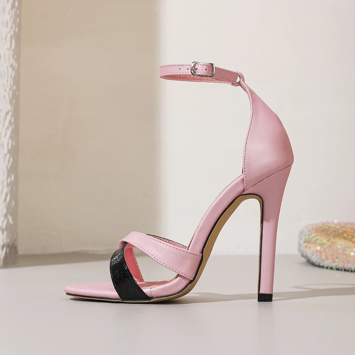 Narrow Band Ankle Strap Stiletto Sandals for Women