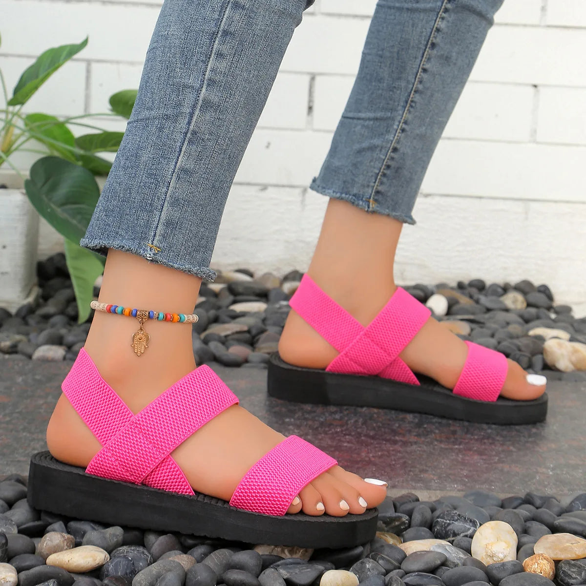 Thick Bottom Slingback Wedge Sandals