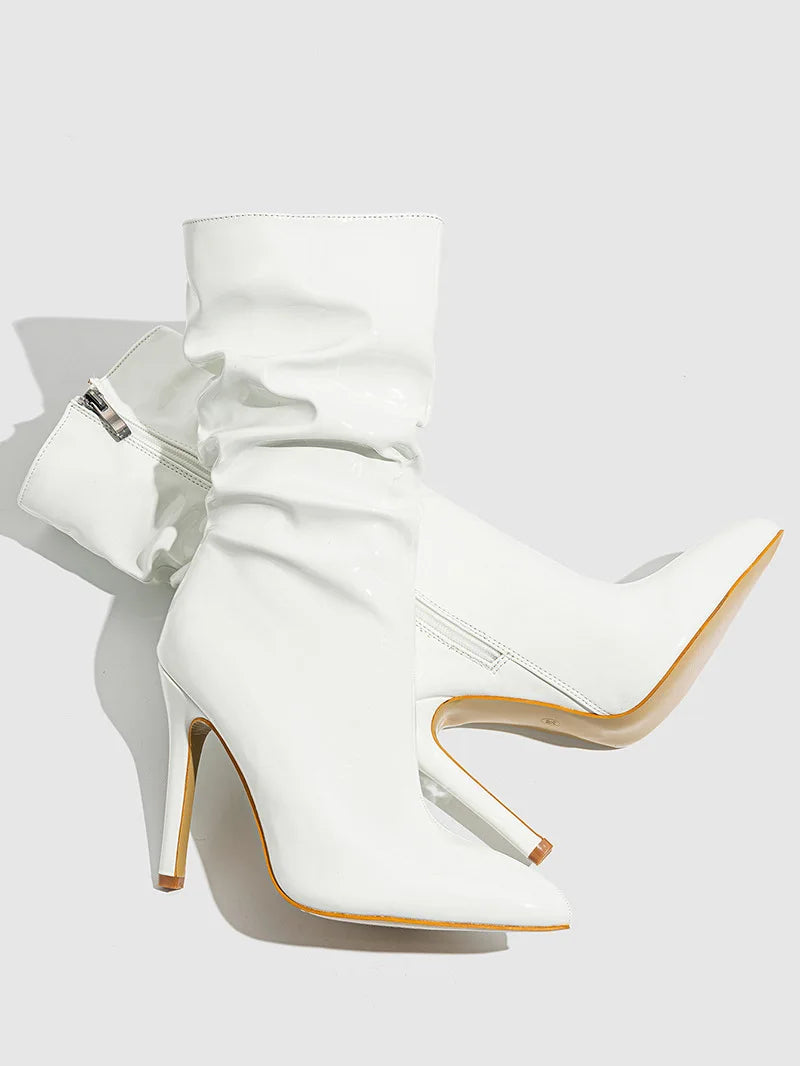 Pointed Toe Stiletto High Heel Mid-Calf Boots for Women