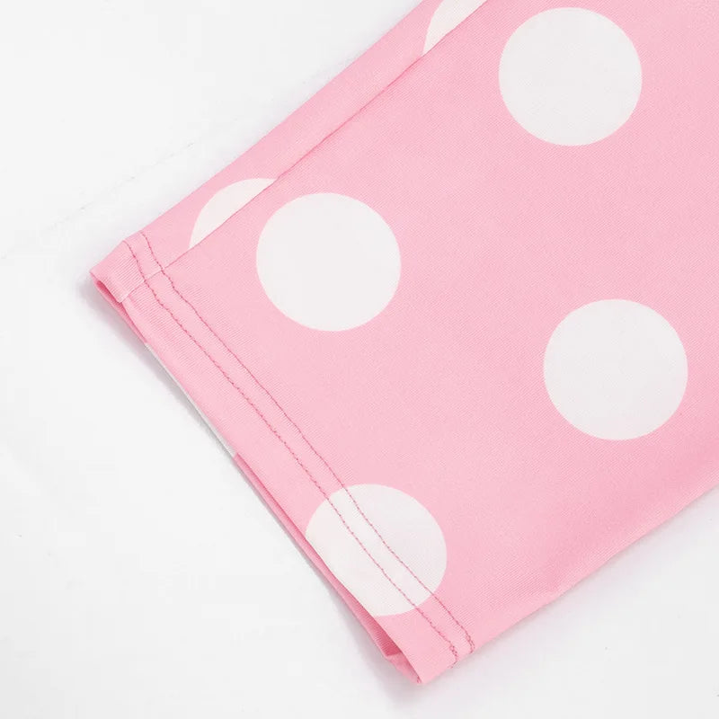 Polka Dot Two Piece Set with Halter Crop Top and Shorts for Women
