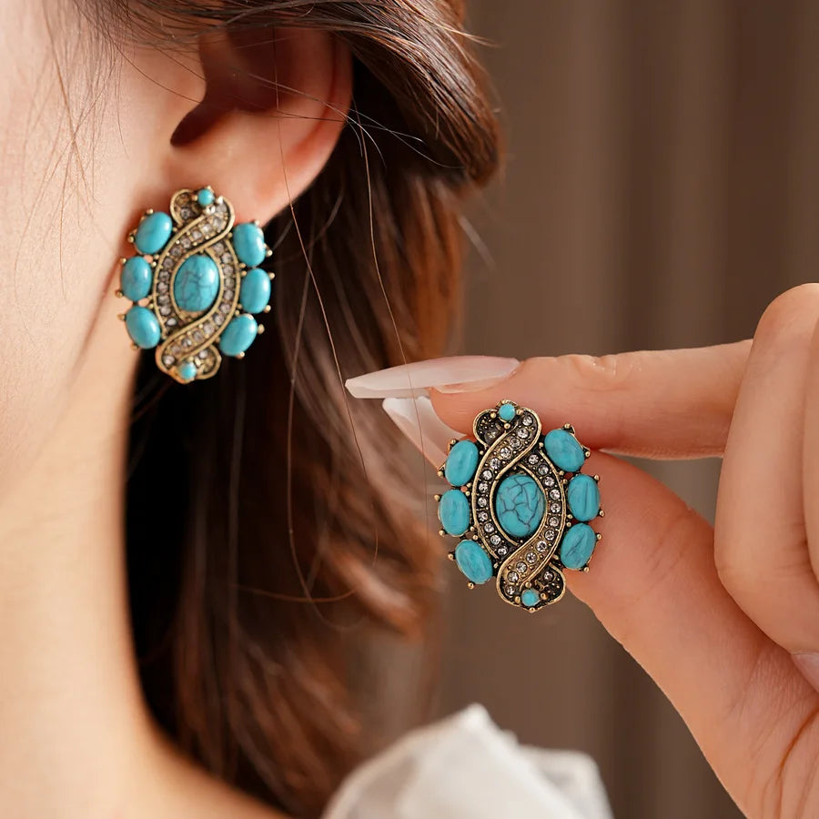 Blue Cross Necklace And Earrings Set
