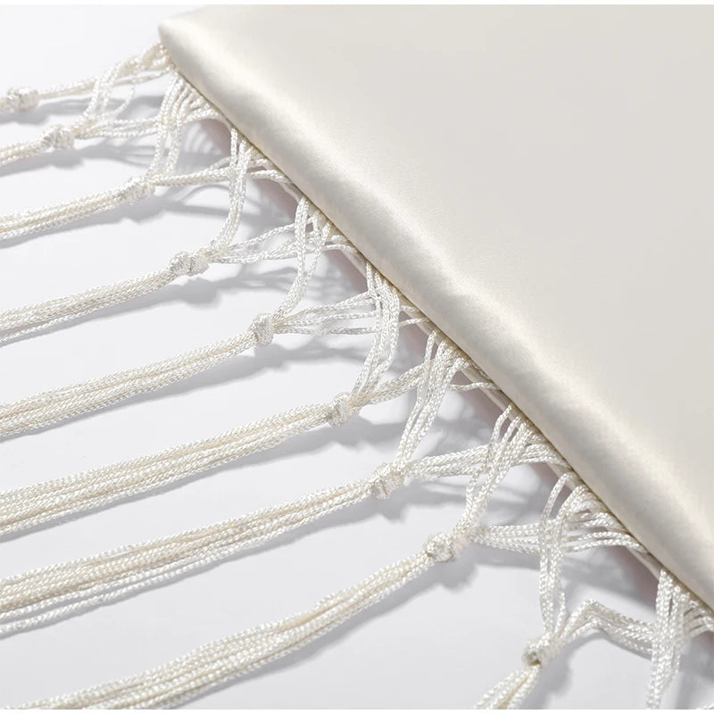 Chic Fringe Tassel Satin Waist Bag With Flowing Strap for Women