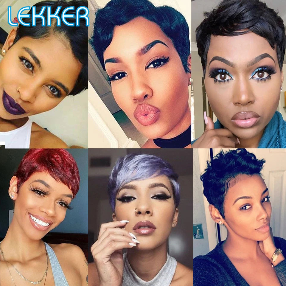 Glueless Short Pixie Cut Lace Front Remy Wig for Women