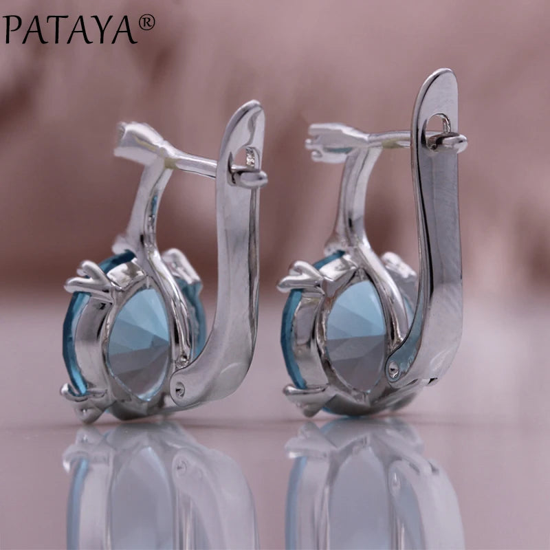 Sea Blue Cubic Zircon Drop Earrings