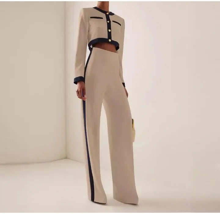 Elegant Long Sleeve Blazer and Trousers Suit Set for Women
