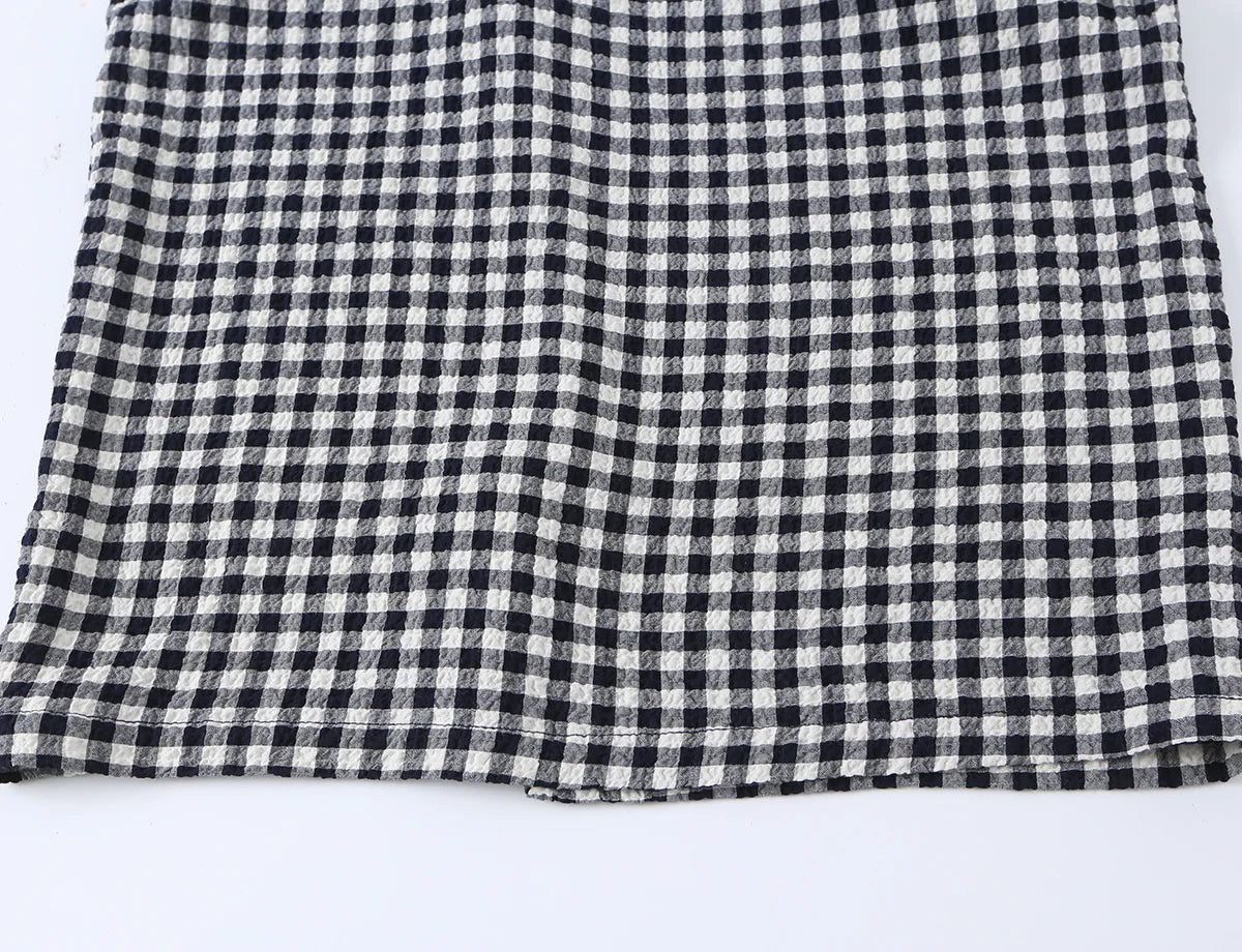 Gingham Lace Trim Spaghetti Strap Midi Dress for Women