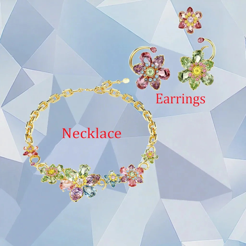 Gold Plated Zirconia Crystal Pendant Set for Women