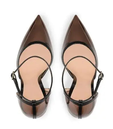Transparent Pointed Toe Buckle Strap Thin Heel Pumps For Women