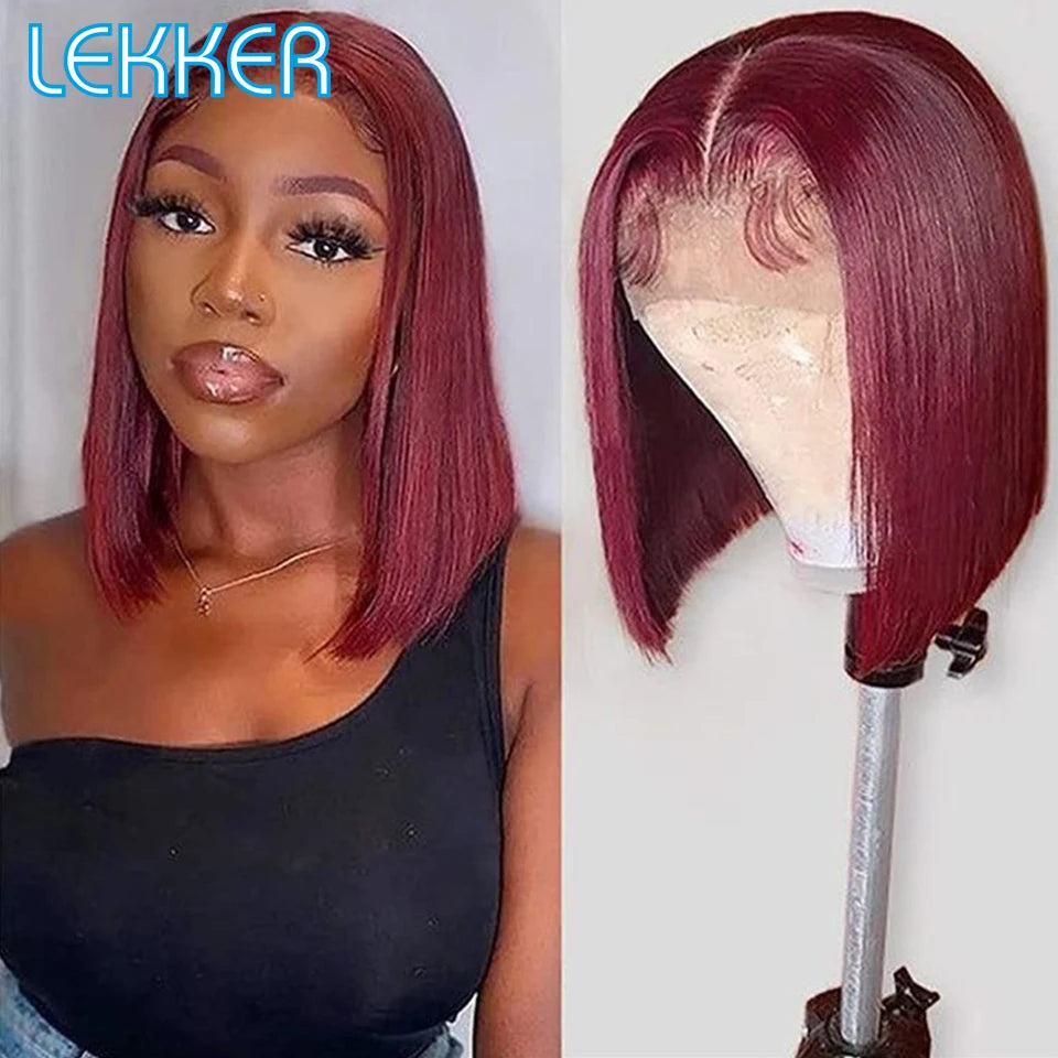 Short Straight Highlight Blonde Lace Front Bob Wig for Women
