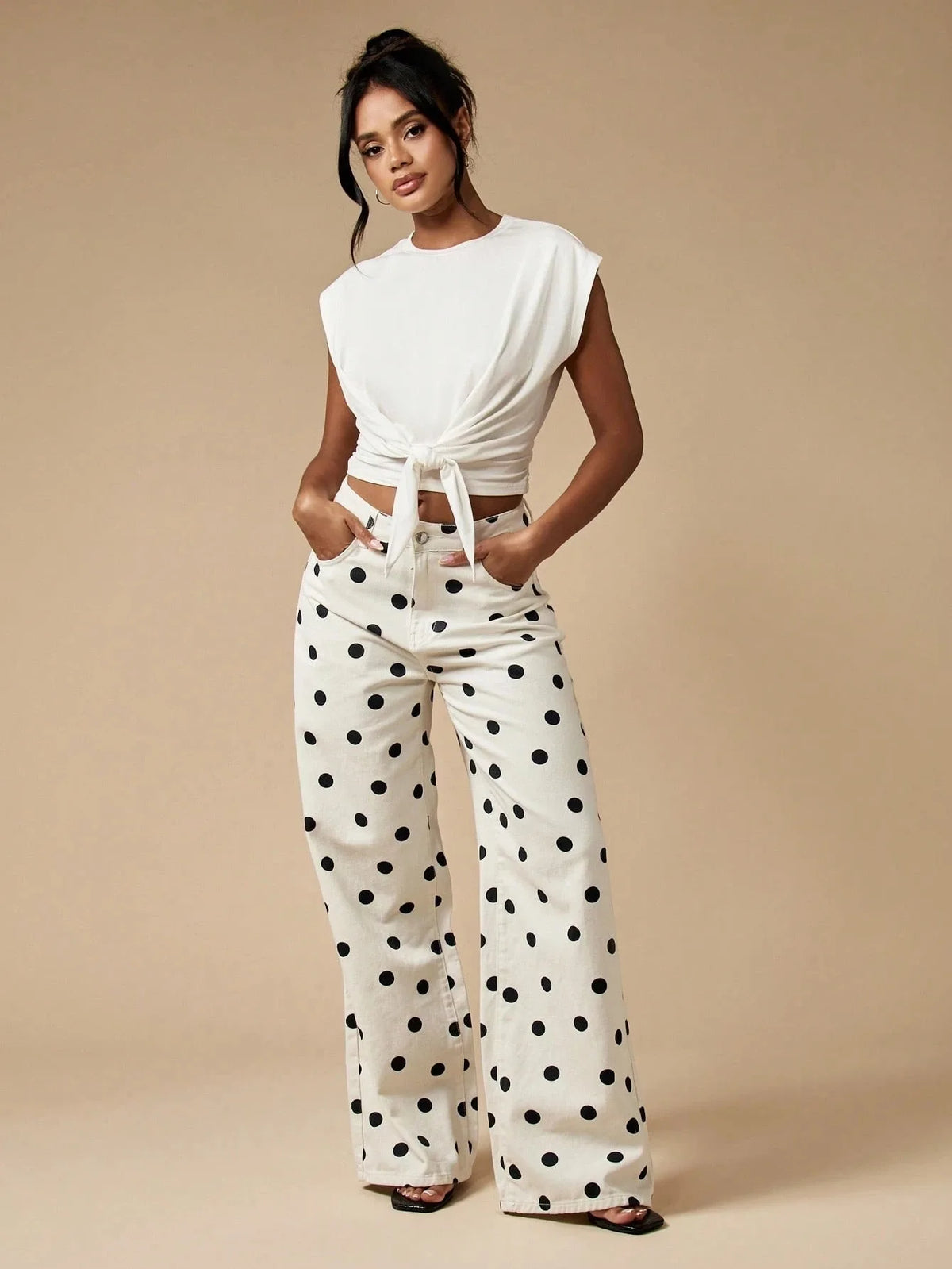 High Waisted Wide Leg Straight Denim Jeans For Women