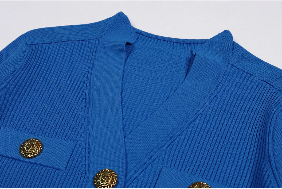 High-end Spring and Autumn New Fashion Women's Knitted Jacket Slim Elegant Commuter Knitted Top Cardigan Hidden Button Sweater