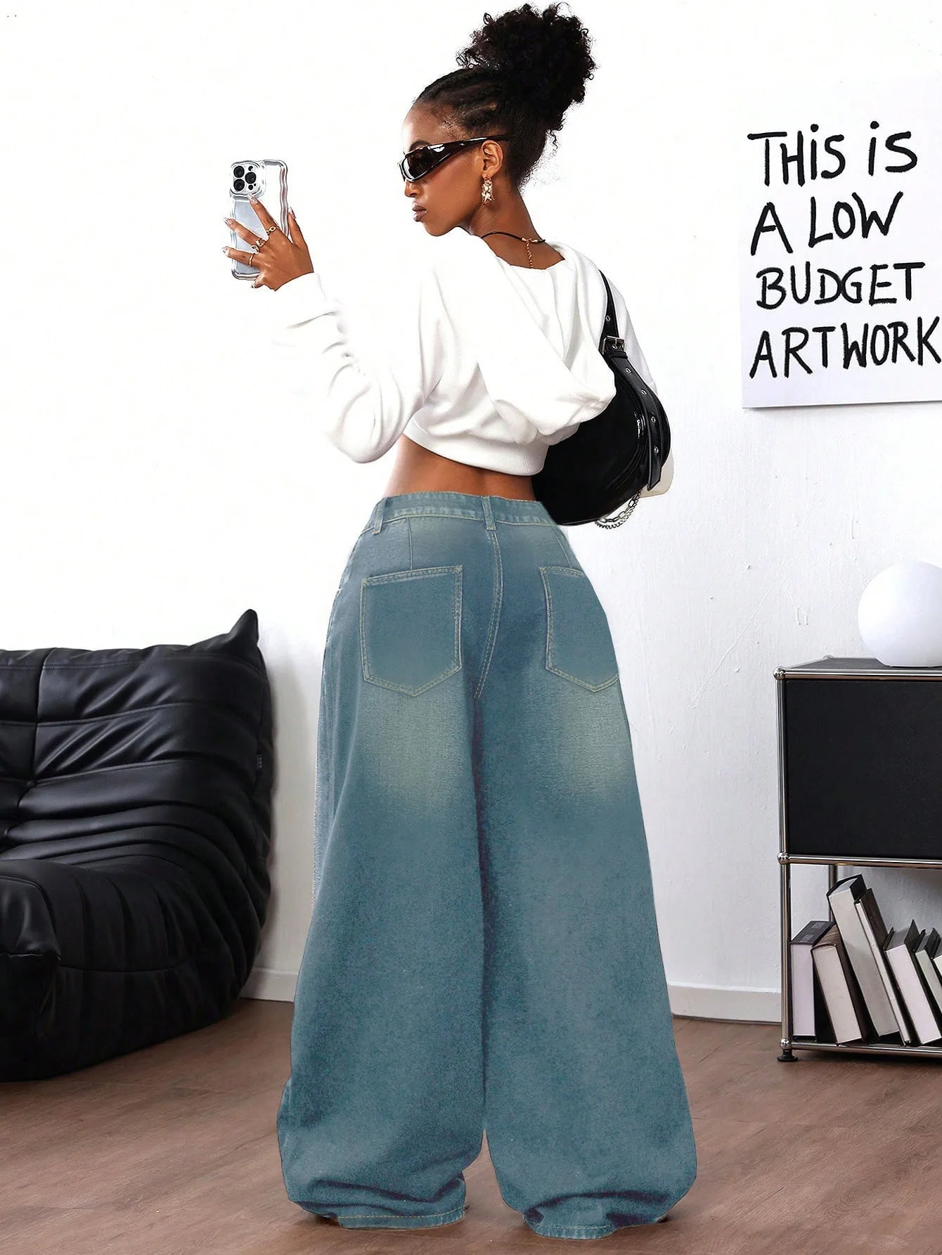 Retro Baggy Jeans Women Clothing Street Fashion Washed Distressed High Waisted Jeans Woman Casual Wide Leg Jeans Pants