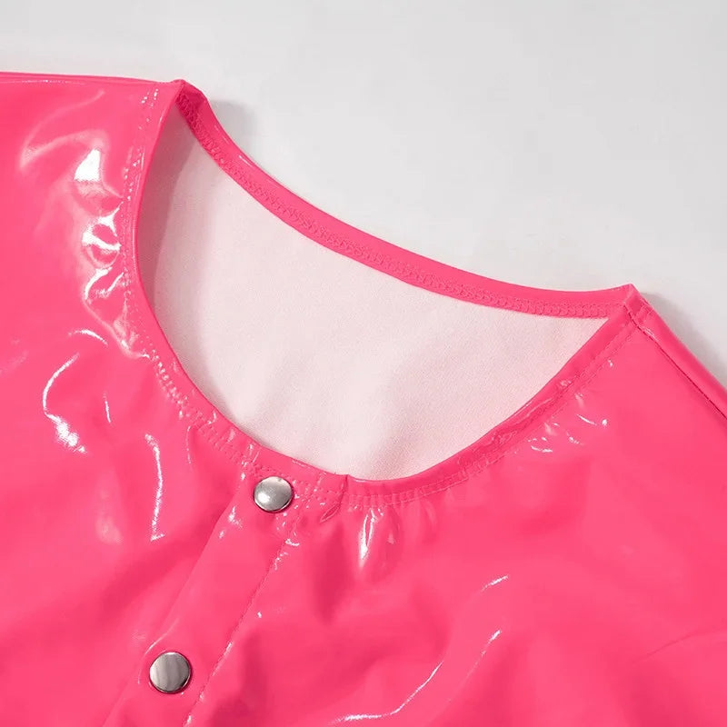 Sexy Polyurethane Leather Jumpsuit With Front Zip for Women