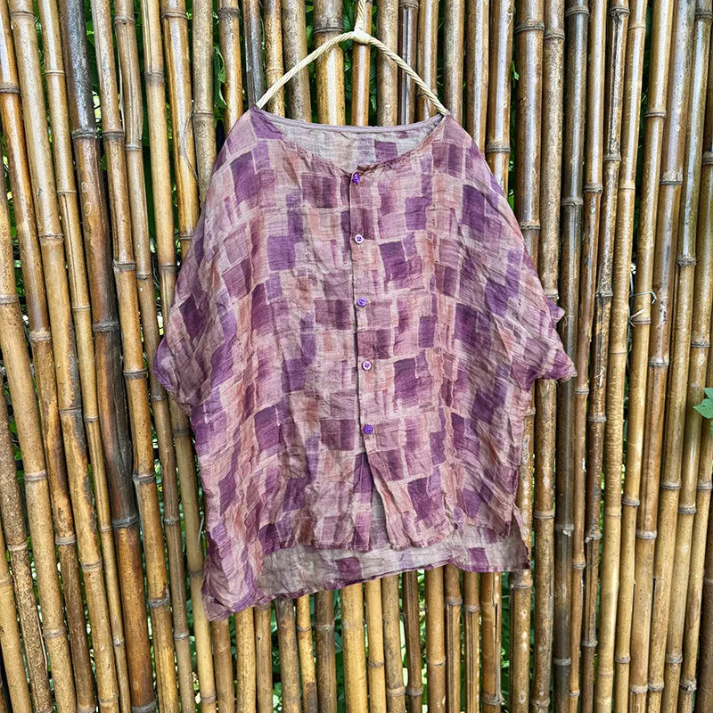 Casual Floral Print Loose Linen Relaxed Fit Shirt for Women