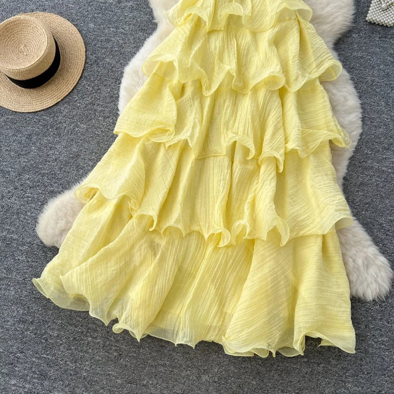 Sleeveless Halter Neck Ruffled Midi Dress for Women