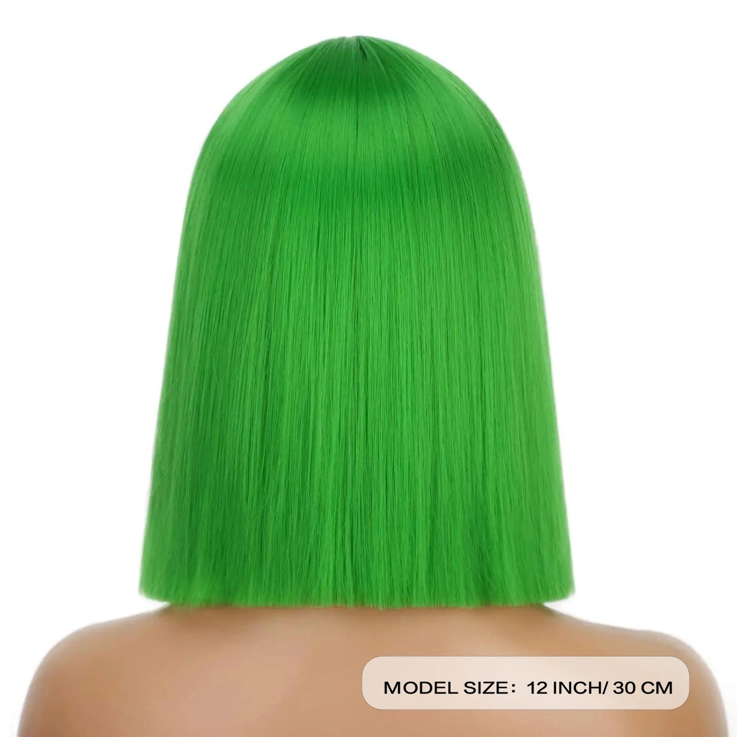 Green Synthetic Bob Wig for Women Heat Resistant Fiber