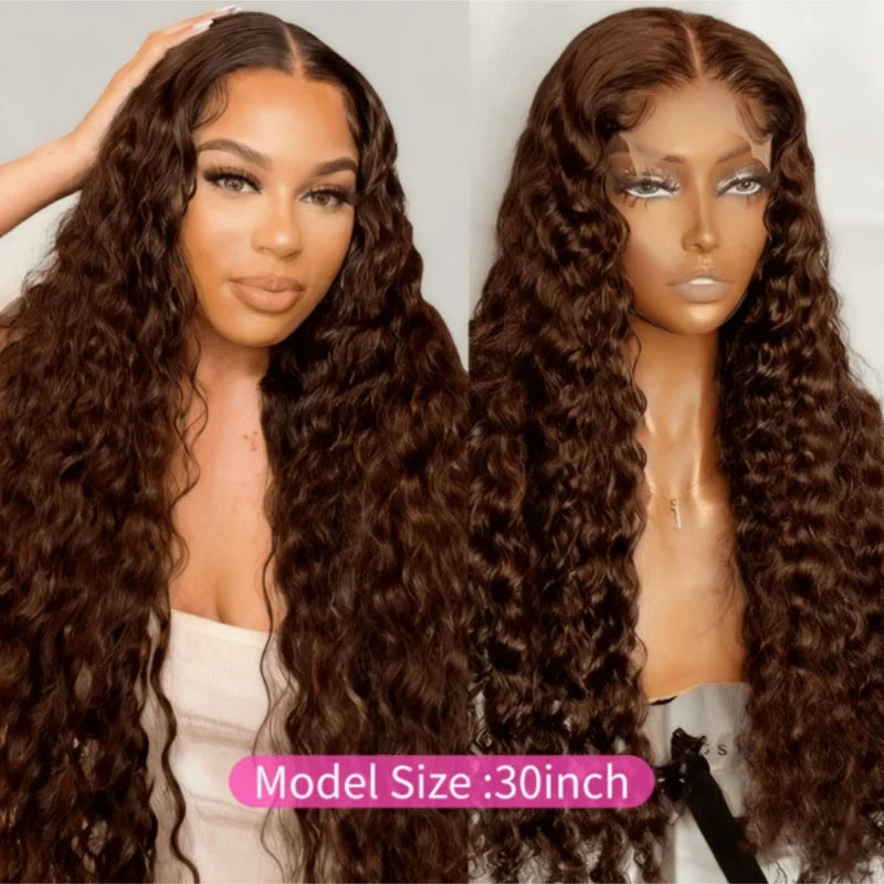 Curly Chocolate Brown Lace Front Human Hair Wig for Women