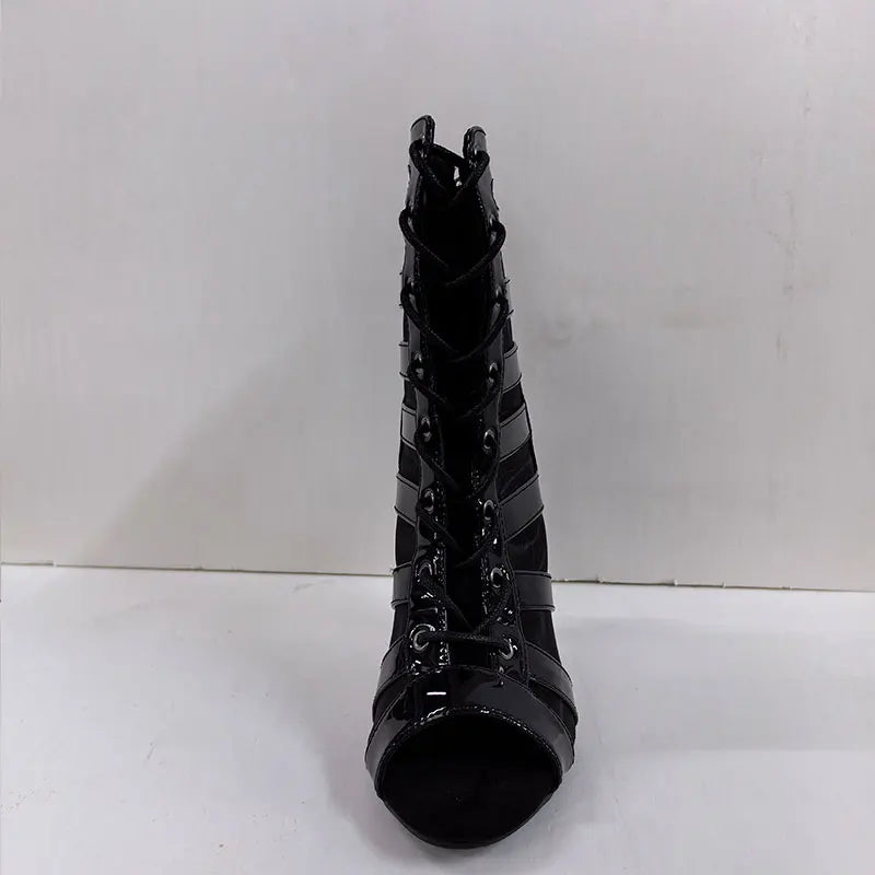 Suede Peep Toe Ballroom Dance Ankle Boots for Women
