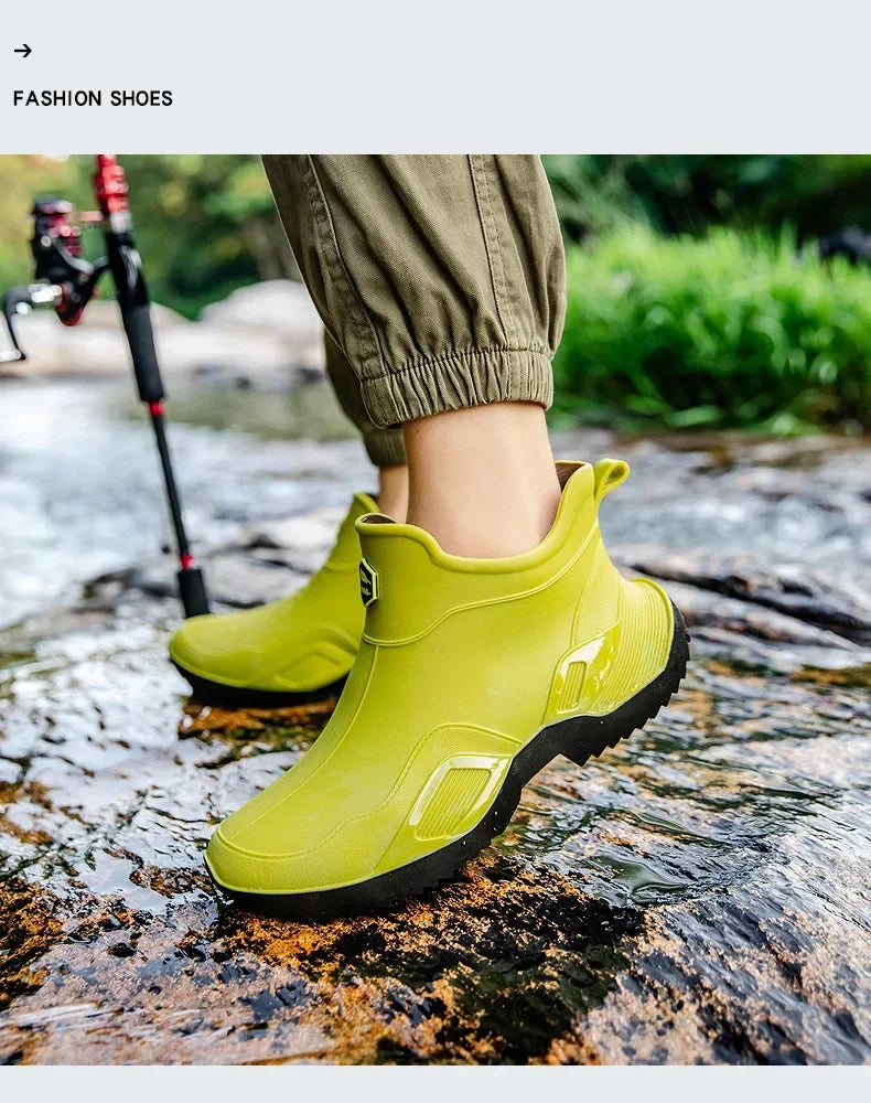 Round Toe Waterproof Ankle Rain Boots