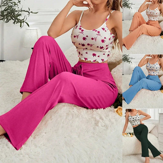 Two Piece Sets Womens Outfits Summer 2024 New Pajama Tank Top Home Clothes Strap Pants Casual and Comfortable Vests Suit Female