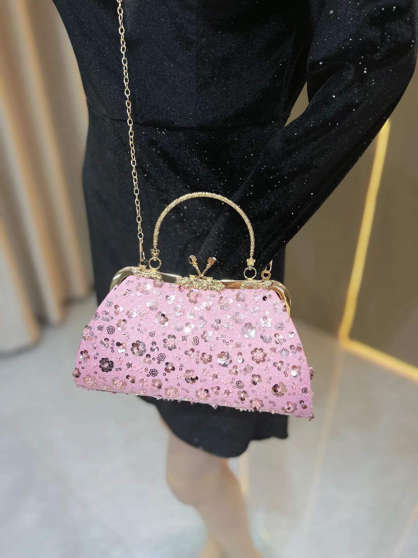 New Dinner Handbag Sequined Diamond Dinner Party Women's Handbag Luxury Brand Fashion Trend Women's Shoulder Crossbody Bag